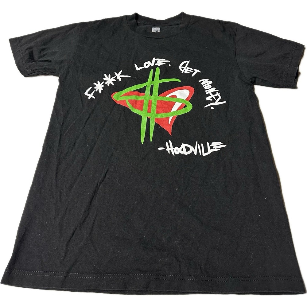 Hoodville Black Graphic T-Shirt Men's Size M Tee Hustle Grafitti